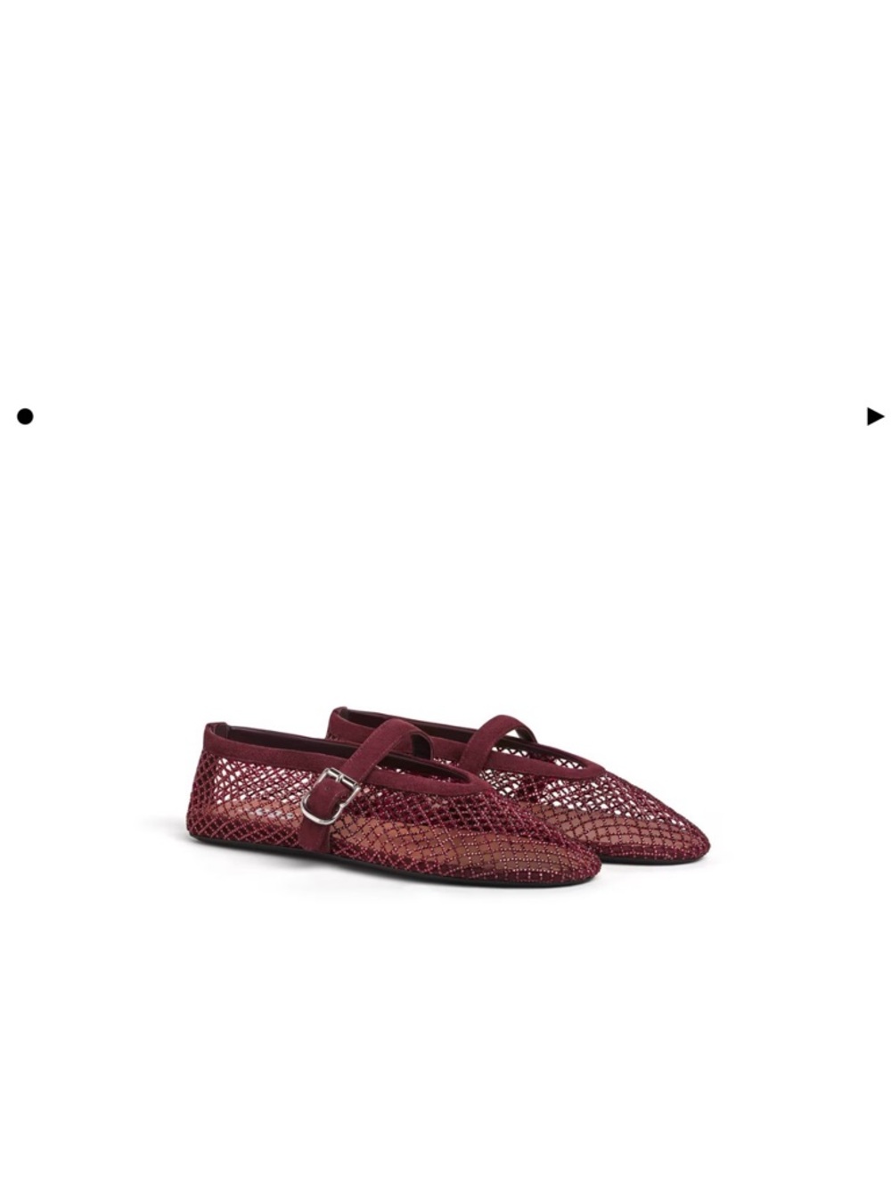 Burgundy Red Alaia Ballet Flats In Strass Fishnet Mary Jane flats - Picture 2 of 6